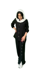 مانتو دکمه چوبی مشکی