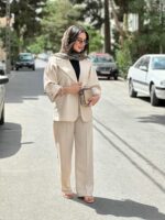 مانتو شلوار کرم مجلسی